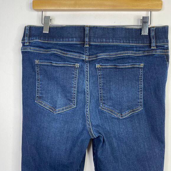 Spanx Indigo Blue Stretch Denim Flare Jeans Pull Up Slimming Comfort Womens L - Picture 11 of 17